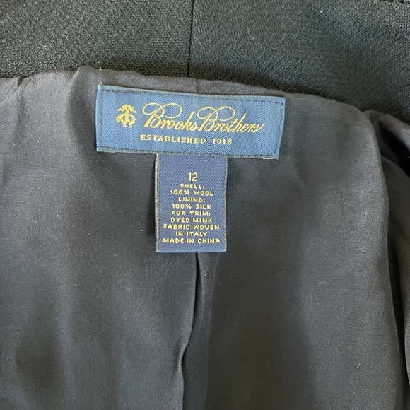 Brooks Brothers Mink Trimmed Wool Jacket Blazer with Silk Lining Size 12 - Picture 2 of 11